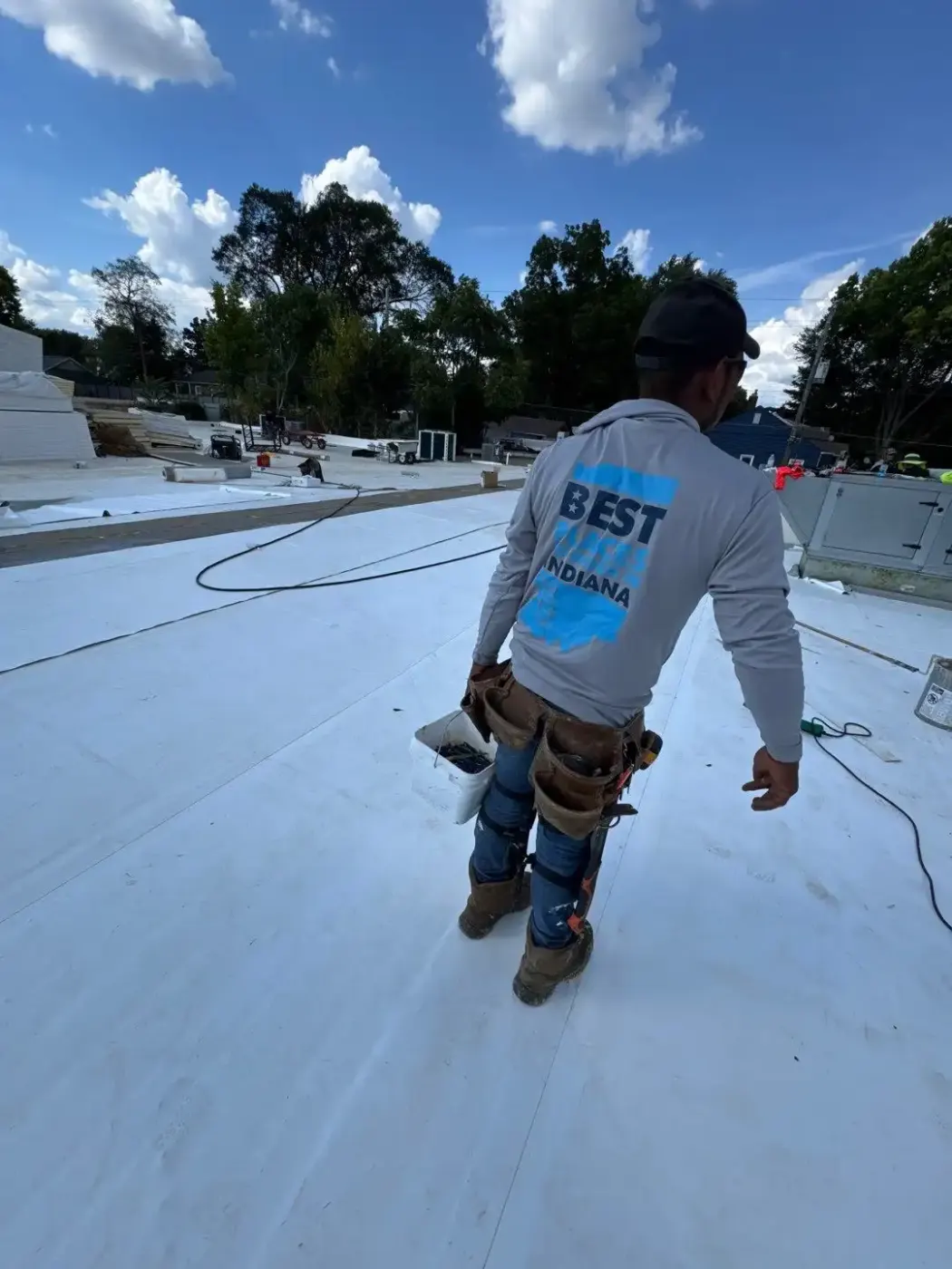 Commercial roof inspection documented in Knightstown